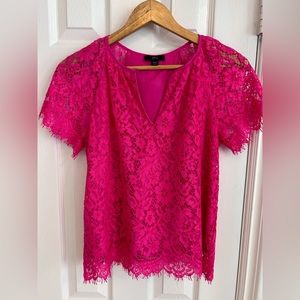 Xxs bright pink Jcrew lace top